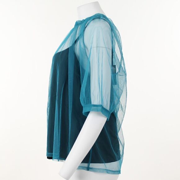 DKNY Women's Tulle Puff Sleeve Top - Picture 3 of 5